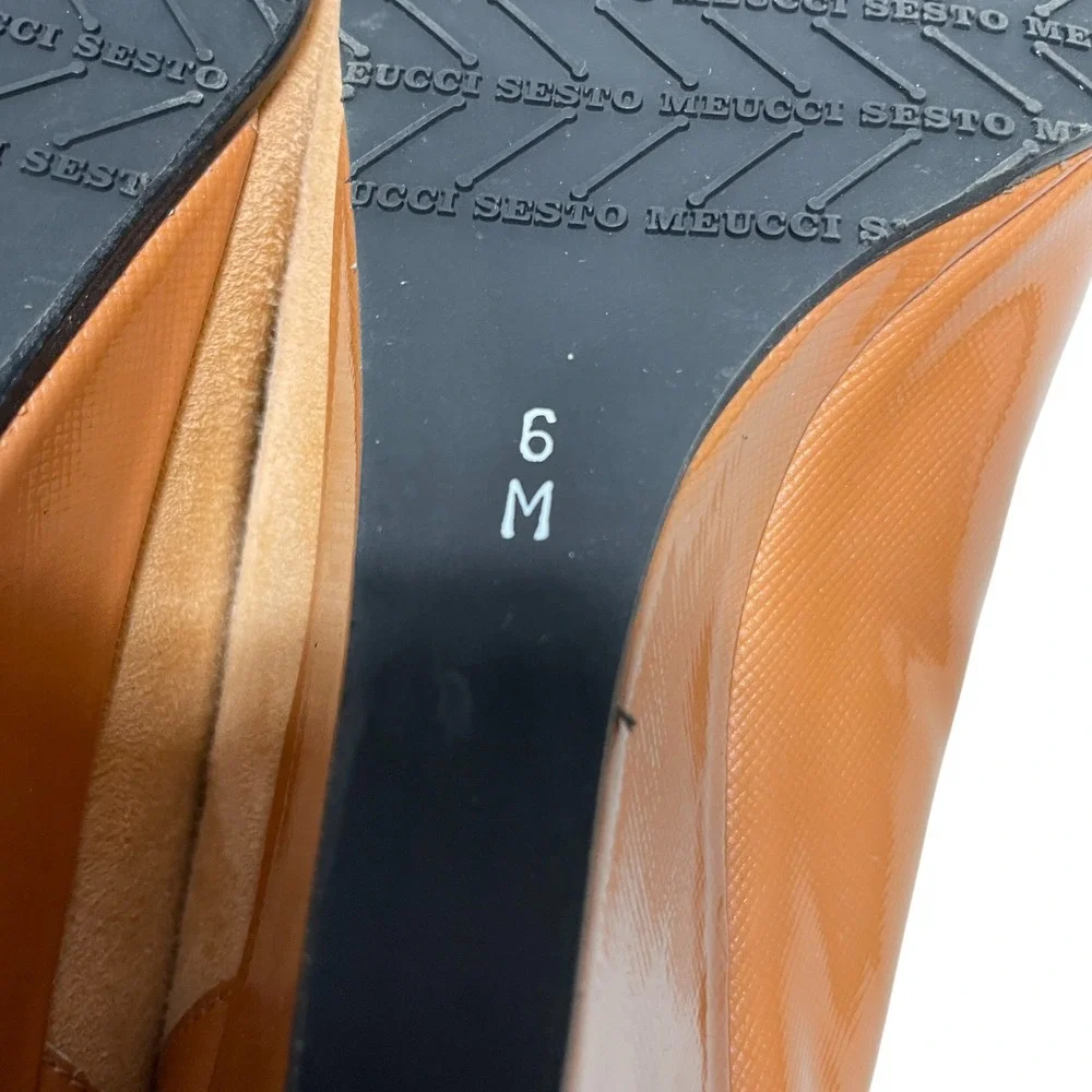 Sesto Meucci 6 M NEW‎ Wedge Heel Peep Toe Bow Tan / Light Brown Italy